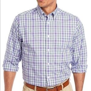 IZOD royal blue regular stretch plaid dress shirt